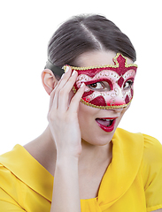 Image showing Portrait of a Young Woman with a Mask