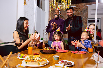 Image showing Portrait of happy family celebrating a birthday at home