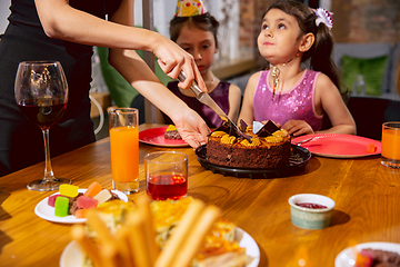 Image showing Portrait of happy family celebrating a birthday at home