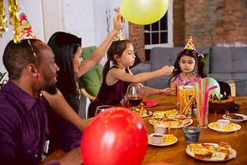 Image showing Portrait of happy family celebrating a birthday at home