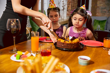 Image showing Portrait of happy family celebrating a birthday at home