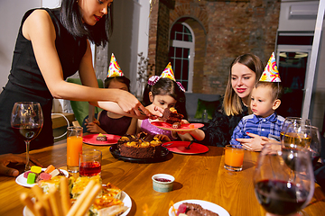 Image showing Portrait of happy family celebrating a birthday at home