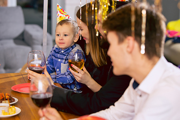 Image showing Portrait of happy family celebrating a birthday at home