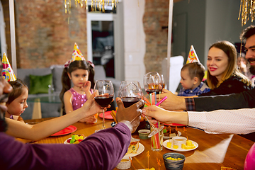 Image showing Portrait of happy family celebrating a birthday at home