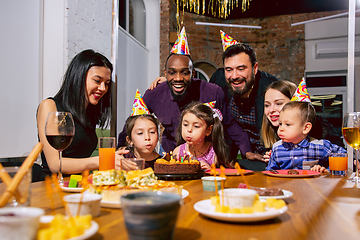 Image showing Portrait of happy family celebrating a birthday at home