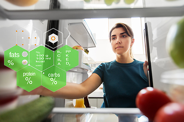 Image showing woman taking food from fridge at home