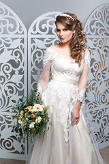 Image showing beautiful girl in wedding gown