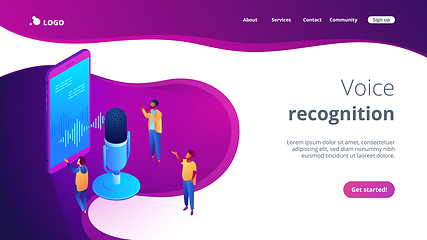 Image showing Personal voice assistant isometric 3D landing page.