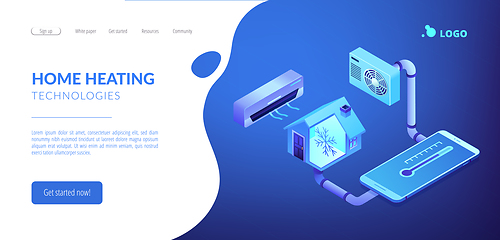 Image showing Air conditioning concept isometric 3D landing page.