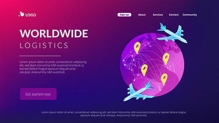 Image showing Global transportation system isometric 3D landing page.