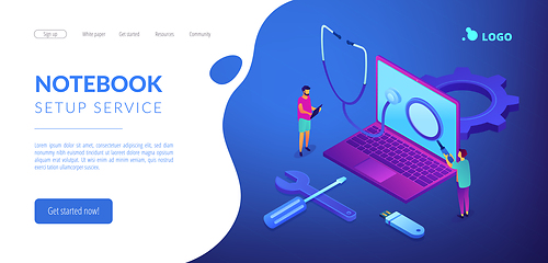 Image showing Computer service concept isometric 3D landing page.