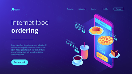 Image showing Online order isometric 3D landing page.