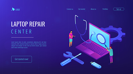 Image showing Computer service concept isometric 3D landing page.