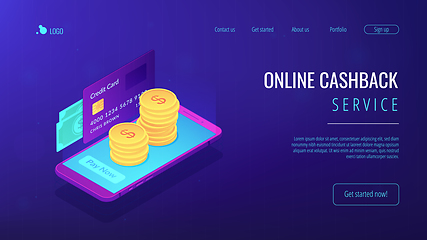 Image showing Money transfer isometric 3D landing page.