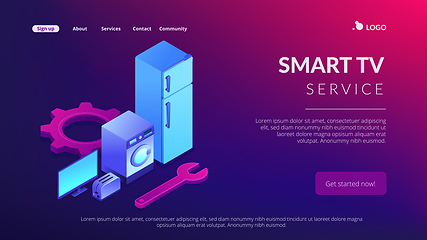 Image showing Repair of household appliances concept isometric 3D landing page.