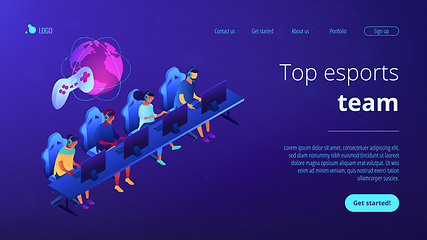 Image showing Cybersport team isometric 3D landing page.