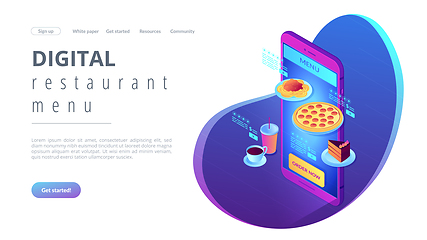 Image showing Online order isometric 3D landing page.