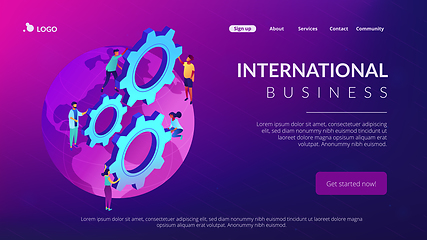 Image showing International business isometric 3D landing page.