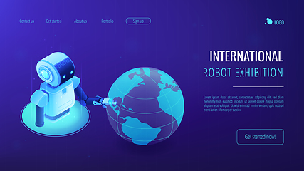 Image showing Robotics network isometric 3D landing page.