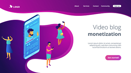 Image showing Vlog isometric 3D landing page.