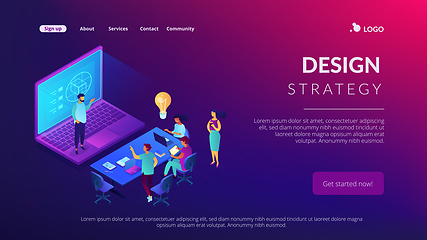 Image showing Design strategy isometric 3D landing page.