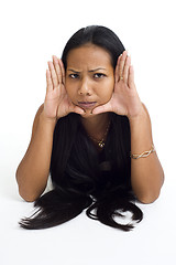 Image showing young asian woman framed face