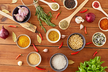 Image showing spices, onion, garlic, pine nuts and chili peppers