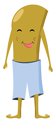 Image showing Clipart of green-colored smiling monster in blue-colored shorts 