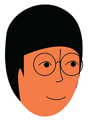 Image showing Black hair nerdy girl\'s portrait vector or color illustration