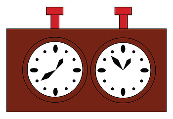 Image showing Simple vector illustration of a brown chess clock on white backg