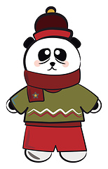 Image showing Panda in Christmas dress vector or color illustration