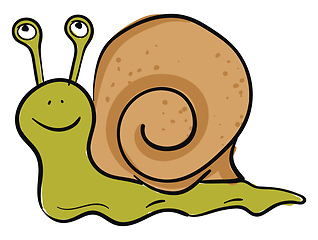 Image showing Emoji of a happy green-colored snail vector or color illustratio