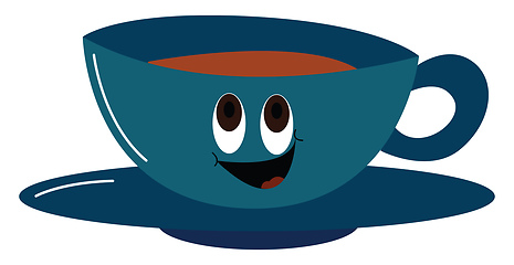 Image showing Emoji of a happy cup on a saucer vector or color illustration