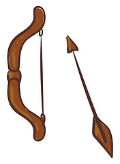 Image showing Clipart of a wooden bow and arrow vector or color illustration