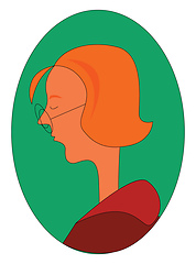 Image showing Profile of a ginger woman with round glasses inside green elipse