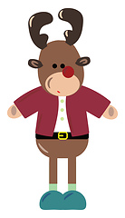 Image showing Reindeer with pink gloves vector or color illustration