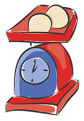 Image showing The red and blue weighing machine vector or color illustration