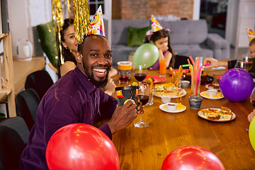 Image showing Portrait of happy family celebrating a birthday at home