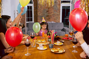 Image showing Portrait of happy family celebrating a birthday at home