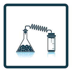 Image showing Icon of chemistry reaction with two flask