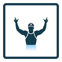 Image showing Football fan with hands up icon