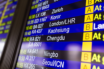 Image showing Flights information board in airport