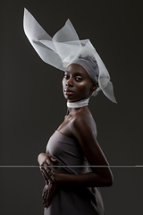 Image showing Beautiful african girl with veil hat