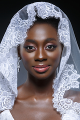 Image showing Beautiful african girl with veil hat