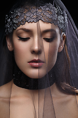 Image showing Beautiful black girl with crystal crown