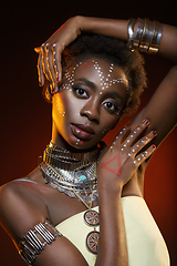 Image showing Beautiful black girl with crystal crown