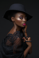 Image showing Beautiful black girl with crystal crown