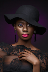 Image showing Beautiful black girl with crystal crown