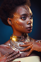 Image showing Beautiful black girl with crystal crown