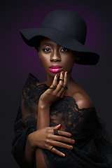 Image showing Beautiful black girl with crystal crown